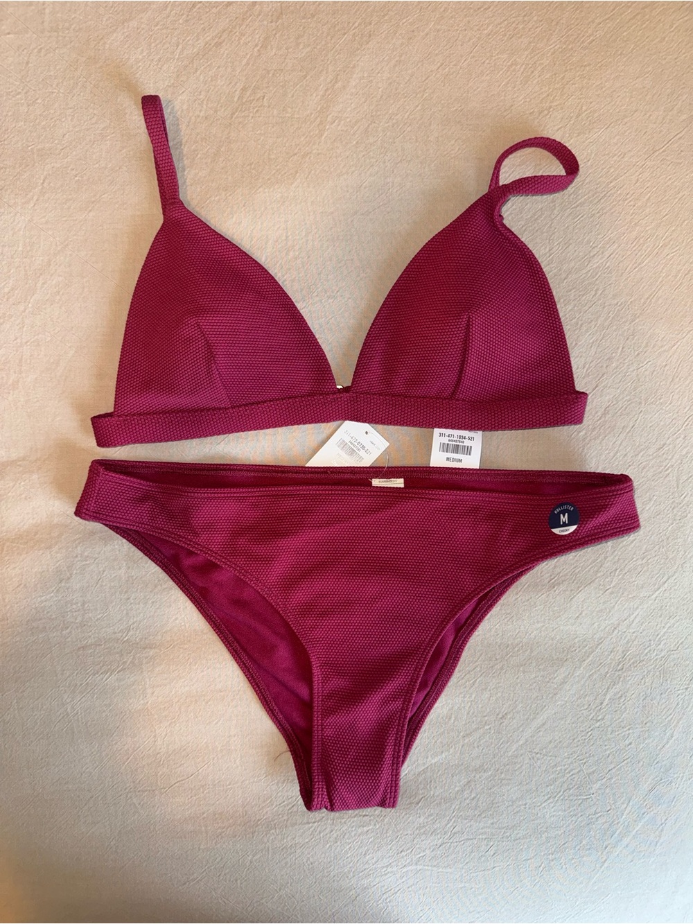 Hollister Magenta Textured Bikini Set - Medium NWT